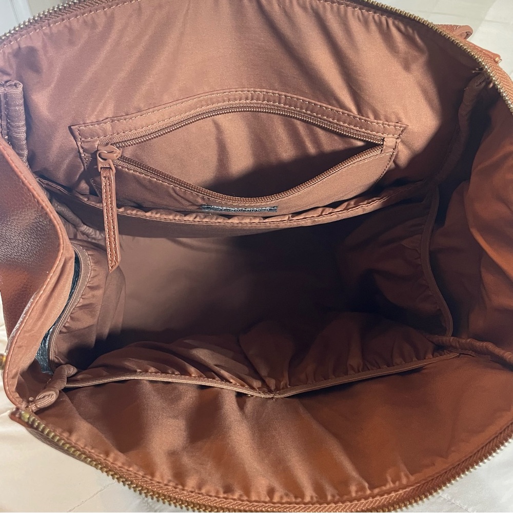Freshly Picked Classic Diaper Bag II Cognac Vegan Leather 13x15in - Picture 9 of 11